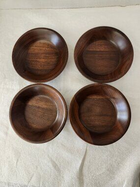 VTG Set of 4 Teak Wood Salad Serving Bowls by Giftwood Inc.